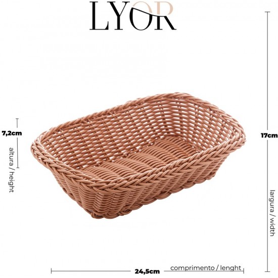Cesta De 25cm X 18,1cm X 6,8cm Rattan Plástico Retangular